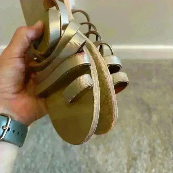 Ancient Greek Sandals Slides Strappy Gold Size 40 Light Gold - Picture 8 of 8